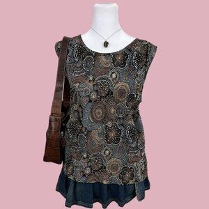 Brown and blue floral boho blouse with a touch of whimsy #whimsygoth